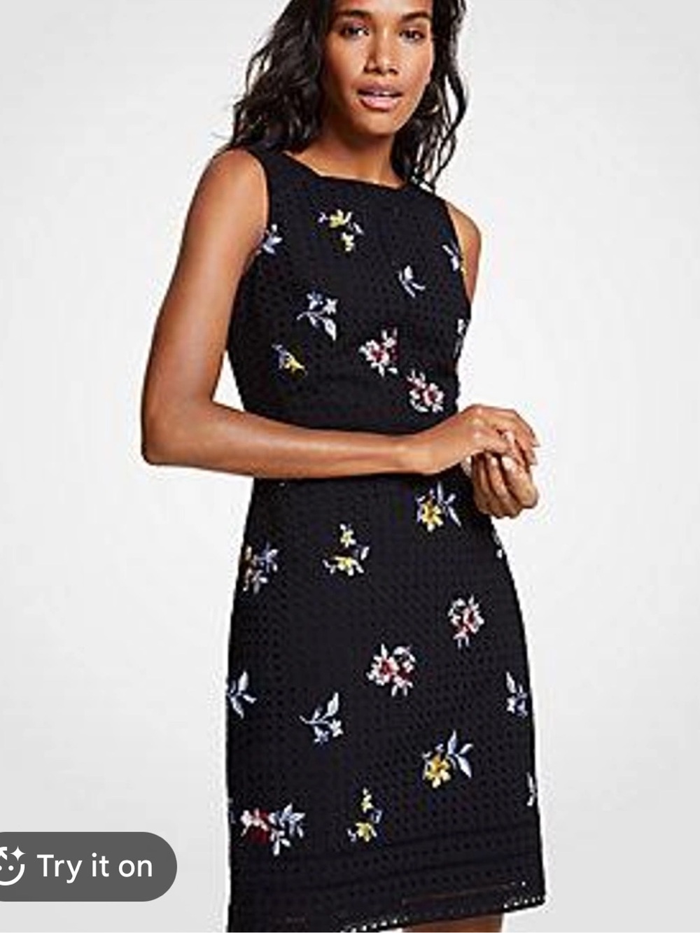 Ann Taylor Embroidered Floral Eyelet Sheath Dress Size 8